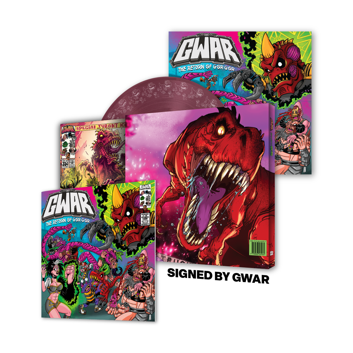 GWAR: 'The Return of Gor Gor' Signed Platinum Edition Comic Book + Vinyl LP (Limited Edition Fruit Punch)